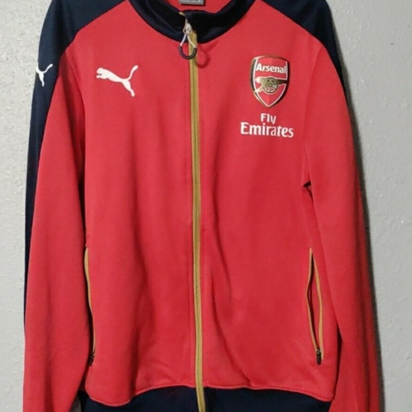 Arsenal Puma Track Jacket Mens Small Full Zip Red Premier League - Picture 1 of 7